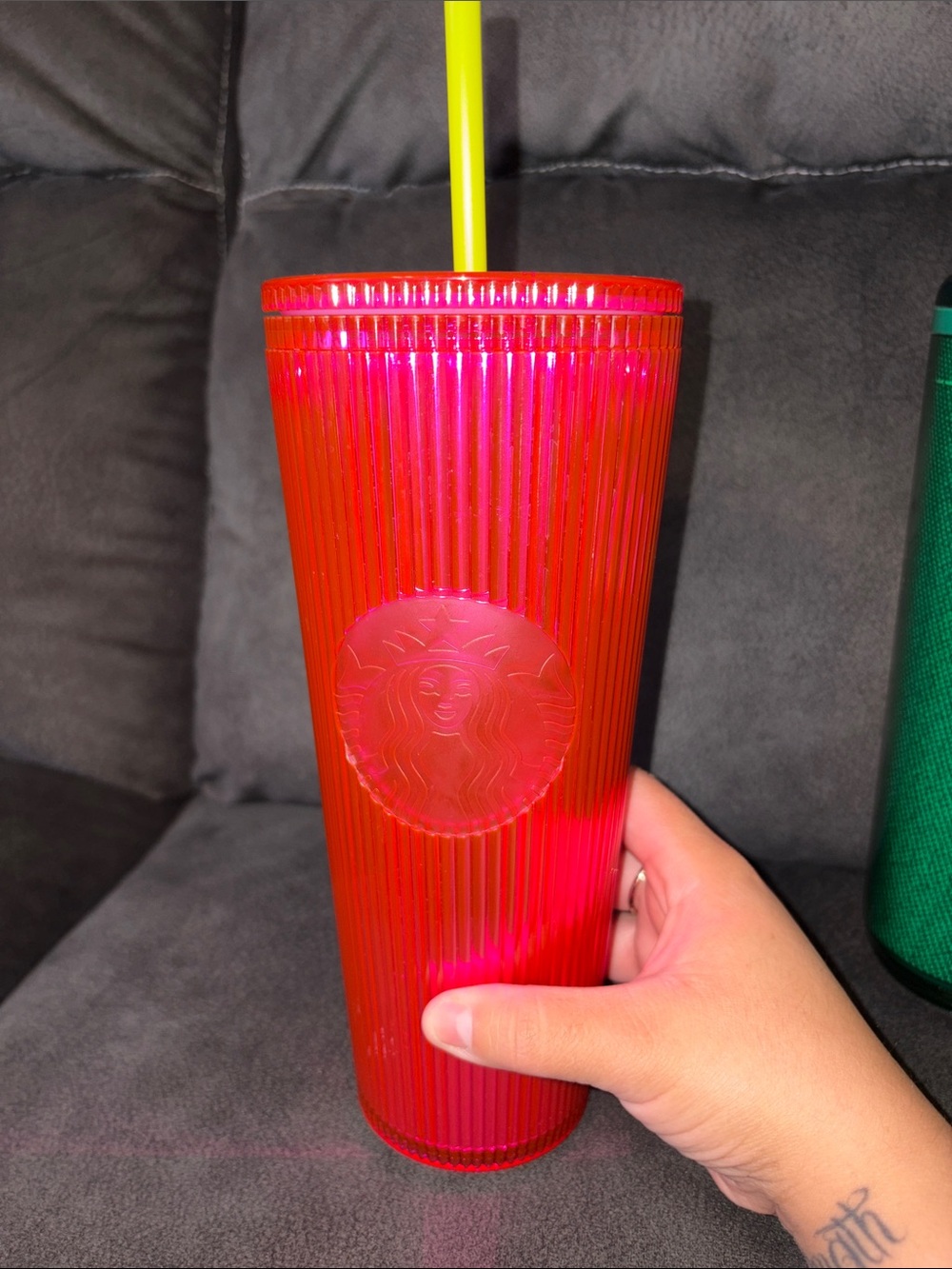 Starbucks Tall Reusable Cold Cups Trio in pink, two greens - Picture 3 of 8